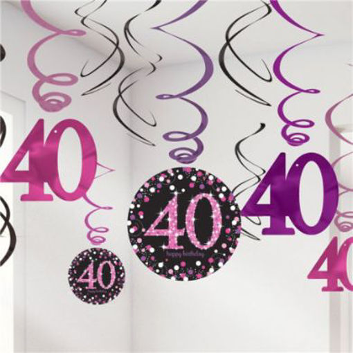 Picture of 40TH PINK CELEBRATION SWIRL DECORATIONS